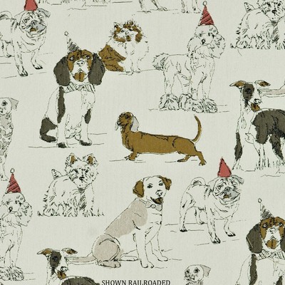 DOG PARTY 682 RAWHIDE Beige POLYESTER Fire Rated Fabric Cat and Dog  Miscellaneous Novelty  Fabric